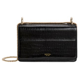 Front product shot of the Oroton Forte Micro Clutch in Black and Croc Emboss Leather for Women