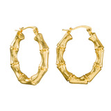 Oroton Bamboo Medium Oval Hoops in Gold and Brass Base With 18CT Gold Plating for Women
