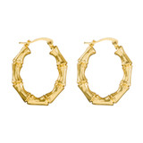 Front product shot of the Oroton Bamboo Medium Oval Hoops in Gold and Brass Base With 18CT Gold Plating for Women