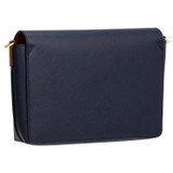 Back product shot of the Oroton Harriet Crossbody in Indigo and Saffiano Leather With Smooth Leather Trim for Women