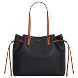 Oroton Harriet Medium Tote in Black and Saffiano Leather With Smooth Leather Trim for Women