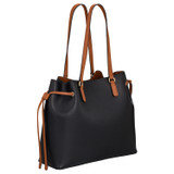 Oroton Harriet Medium Tote in Black and Saffiano Leather With Smooth Leather Trim for Women