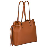 Back product shot of the Oroton Harriet Medium Tote in Cognac and Saffiano Leather With Smooth Leather Trim for Women