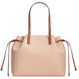Front product shot of the Oroton Harriet Medium Tote in Praline and Saffiano Leather With Smooth Leather Trim for Women
