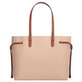 Front product shot of the Oroton Harriet Medium Tote in Praline and Saffiano Leather With Smooth Leather Trim for Women