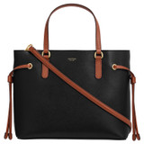 Front product shot of the Oroton Harriet Mini Tote in Black and Saffiano Leather With Smooth Leather Trim for Women