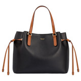 Front product shot of the Oroton Harriet Mini Tote in Black and Saffiano Leather With Smooth Leather Trim for Women