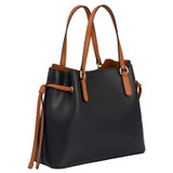 Back product shot of the Oroton Harriet Mini Tote in Black and Saffiano Leather With Smooth Leather Trim for Women