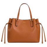 Front product shot of the Oroton Harriet Mini Tote in Cognac and Saffiano Leather With Smooth Leather Trim for Women