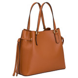 Back product shot of the Oroton Harriet Mini Tote in Cognac and Saffiano Leather With Smooth Leather Trim for Women