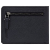 Back product shot of the Oroton Hugo 12 Credit Card Zip Wallet in Ink and Saffiano Leather for Men