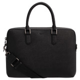 Front product shot of the Oroton Hugo 13" Slim Laptop Bag in Black and Saffiano Leather for Men
