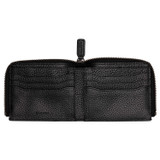 Internal product shot of the Oroton Harry Pebble 6 Credit Card Zip Wallet in Black and Pebble Leather for Men