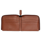 Oroton Harry Pebble 6 Credit Card Zip Wallet in Cognac and Pebble Leather for Men