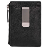 Oroton Harry Pebble Money Clip Credit Card Sleeve in Black and Pebble Leather for Men