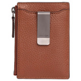 Back product shot of the Oroton Harry Pebble Money Clip Credit Card Sleeve in Cognac and Pebble Leather for Men