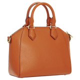 Back product shot of the Oroton Inez Mini Day Bag in Cognac and Shiny Soft Saffiano for Women