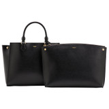 Front product shot of the Oroton Inez 13" Zip Around Worker Tote in Black and Shiny Soft Saffiano for Women