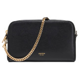 Front product shot of the Oroton Inez Chain Crossbody in Black and Shiny Soft Saffiano for Women
