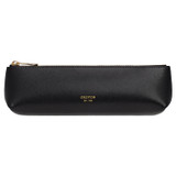 Front product shot of the Oroton Inez Pencil Case in Black and Shiny Soft Saffiano for Women