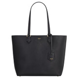 Front product shot of the Oroton Inez Shopper Tote in Black and Shiny Soft Saffiano for Women