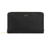 Oroton Inez Zip Book Wallet in Black and Shiny Soft Saffiano for Women