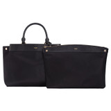 Front product shot of the Oroton Inez Nylon 13" Worker Tote in Black and Nylon/ Shiny Soft Saffiano for Women