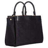 Back product shot of the Oroton Inez Nylon 13" Worker Tote in Black and Nylon/ Shiny Soft Saffiano for Women