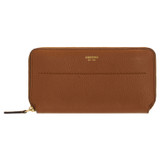 Front product shot of the Oroton Avery Slim Zip Wallet in Toffee and Soft Pebble Leather for Women