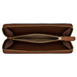 Internal product shot of the Oroton Avery Slim Zip Wallet in Toffee and Soft Pebble Leather for Women