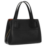 Back product shot of the Oroton Avery Small Three Pocket Day Bag in Black and Soft Pebble Leather for Women