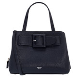 Front product shot of the Oroton Avery Small Three Pocket Day Bag in Denim Blue and Soft Pebble Leather for Women