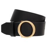 Front product shot of the Oroton Alexa Wide Belt in Black and Nappa Leather for Women