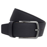 Front product shot of the Oroton Hugo Saffiano Belt in Ink and Saffiano Leather for Men