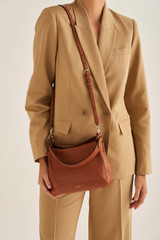 Oroton Byron Small Hobo in Cognac and Pebble Leather for Women