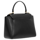Back product shot of the Oroton Inez Medium Satchel in Black and Shiny Soft Saffiano for Women