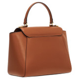 Back product shot of the Oroton Inez Medium Satchel in Cognac and Shiny Soft Saffiano for Women
