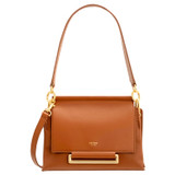 Front product shot of the Oroton Elm Small Day Bag in Brandy and Pebble Leather With Smooth Leather Trim for Women