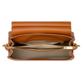 Internal product shot of the Oroton Elm Small Day Bag in Brandy and Pebble Leather With Smooth Leather Trim for Women