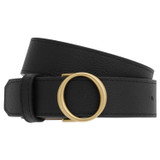Front product shot of the Oroton Alexa Narrow Belt in Black and Nappa Leather for Women