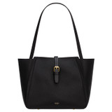 Front product shot of the Oroton Dylan Small Tote in Black and Pebble Leather for Women