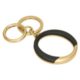 Oroton Elina O Keyring in Black and Pebble Leather for Women