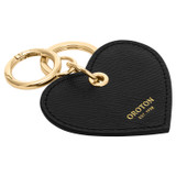 Front product shot of the Oroton Inez Heart Keyring in Black and Saffiano for Women