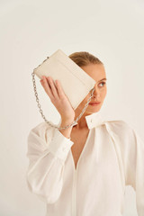 Oroton Elina Chain Wristlet in Milk and Pebble Leather for Women