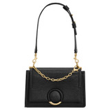 Front product shot of the Oroton Elina Small Satchel in Black and Pebble Leather for Women