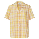 Front product shot of the Oroton Check Camp Shirt in Cornsilk and 86% Cotton 14% Viscose for Women