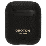 Oroton Dylan Airpods Case in Black and Pebble Leather for Women