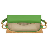 Oroton Alva Collectable Small Day Bag in Nat/Grass Green and Woven Straw and Smooth Leather for Women