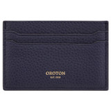 Front product shot of the Oroton Heather Credit Card Sleeve in Navy Blue and Pebble leather for Women