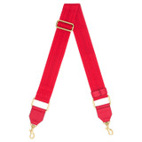 Front product shot of the Oroton Heather Webbing Strap in Crimson and Polyester Webbing And Saffiano Leather Trim for Women